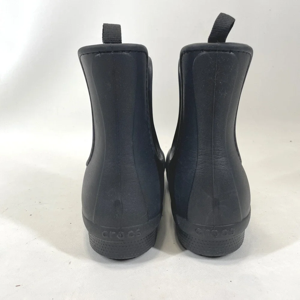 Crocs Freesail Chelsea Boot Womens 10 Black Rain Ankle Rubber Waterproof 204630